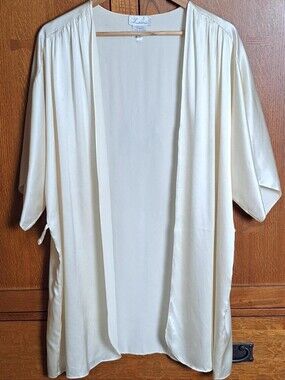 Lasoie 100% Pure Silk Vintage Kimono Robe - Ivory